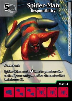 Marvel Dice Masters  Avengers Infinity Gauntlet card 86 Spider-Man: Responsibility 