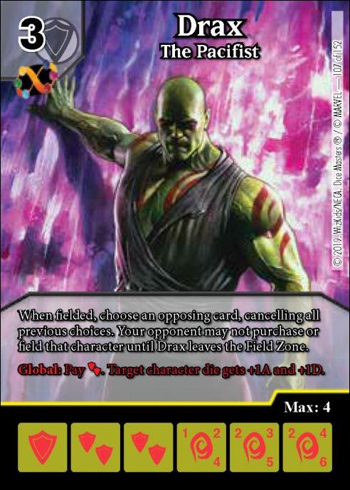 Marvel Dice Masters  Avengers Infinity Gauntlet card 107 Drax: The Pacifist