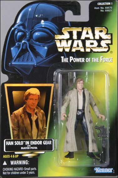 Star Wars: The Power of the Force 2 3 3/4" Basic Action Figures figure 34-B Han Solo (in Endor Gear) (Blue Pants) (Holofoil)