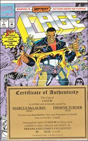 Cage (1992) issue 1-B Dreamland (signed M McLaurin and D Turner) 1/4000