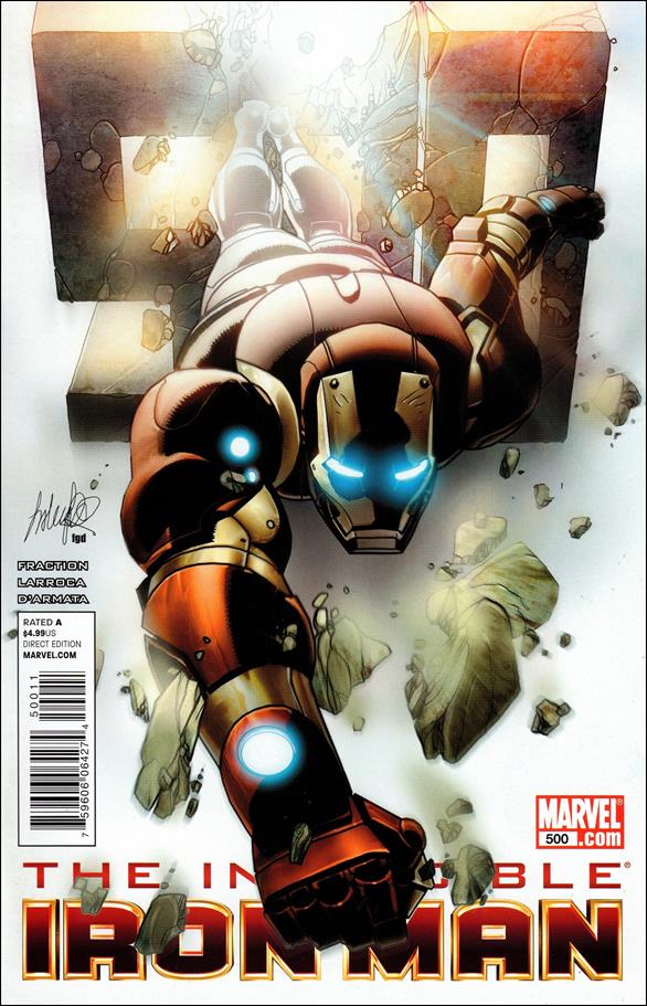 Invincible Iron Man (2008) issue 500 Salvador Larroca "Flying" Cover