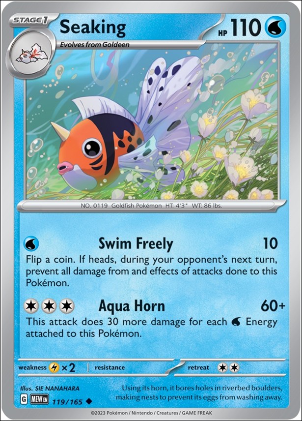 Pokemon: Scarlet & Violet - 151 (Base Set) card 119/165-B Seaking (Reverse Holofoil)