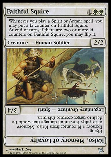 Magic the Gathering: Betrayers of Kamigawa (Base Set) card 3 Faithful Squire / Kaiso, Memory of Loyalty