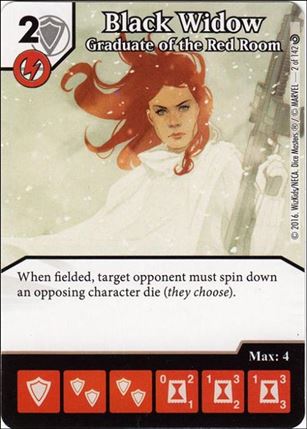 Marvel Dice Masters Civil War card 2 Black Widow: Graduate of the Red Room