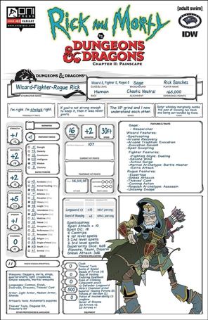 Rick and Morty vs Dungeons & Dragons Chapter II: Painscape issue 3-C Character Sheet Cover