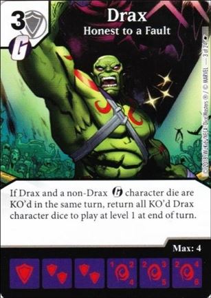 Marvel Dice Master's Kree Invasion Team Pack card 3 Drax - Honest to a Fault