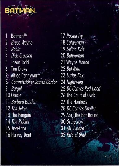 DC Comics Batman: The Legend (Base Set) card nn Checklist