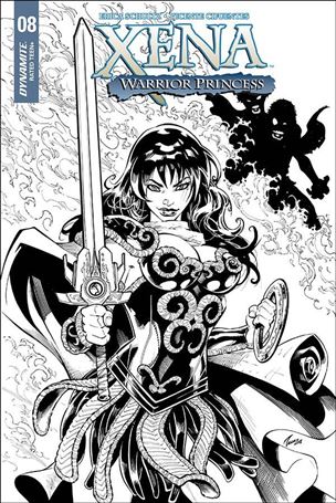 Xena: Warrior Princess (2018) issue 8-C 1:10 Black & White Fire Cover