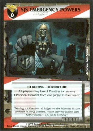 Dredd: The Card Game card 116 SJS Emergency Powers