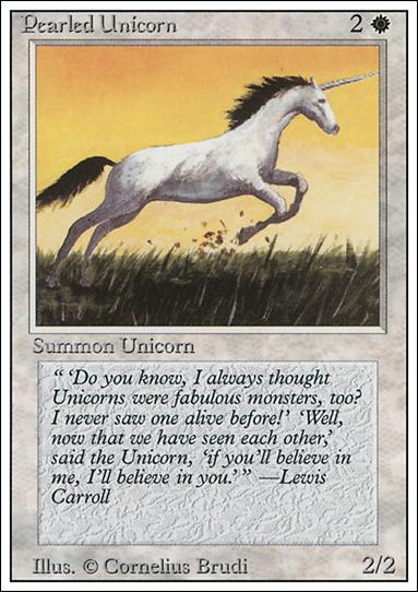 Magic the Gathering: Revised (Base Set) card 30 Pearled Unicorn