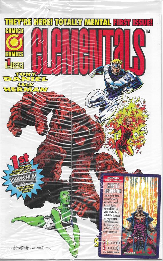 Elementals (1995) issue 1-C Polybagged with Kinetic Absorption Trading Card