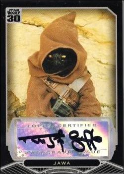 Star Wars 30th Anniversary (Autograph Subset) card nn25 Rusty Goffe - Jawa 1/770 (1:640 packs)