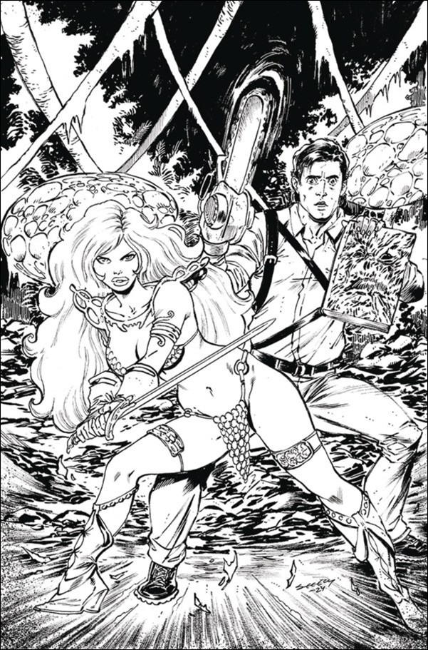 Red Sonja vs. the Army of Darkness issue 1-O Tim Seeley B&W Virgin 1:20 Cover