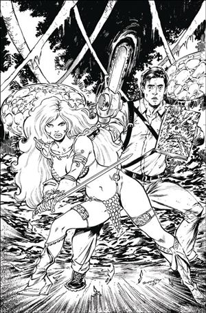 Red Sonja vs. the Army of Darkness issue 1-O Tim Seeley B&W Virgin 1:20 Cover