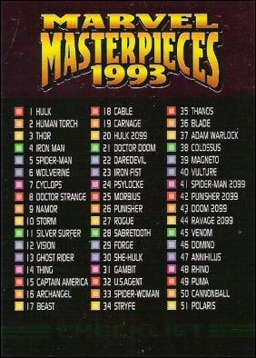 1993 Marvel Masterpieces (Base Set) card 90 Checklist