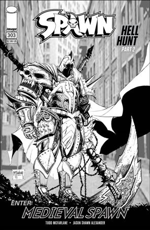 Spawn issue 303-C Todd McFarlane Black and White Cover