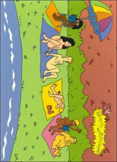 Beavis and Butt-Head (Base Set) card '6928' "Let's all get naked"