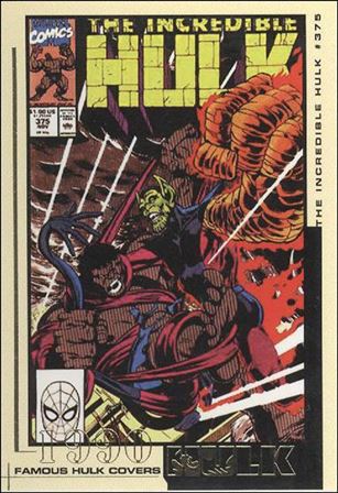 Hulk Film and Comic Cards (Famous Hulk Covers Subset) card FC34 The Incredible Hulk Cover #375 - 1990