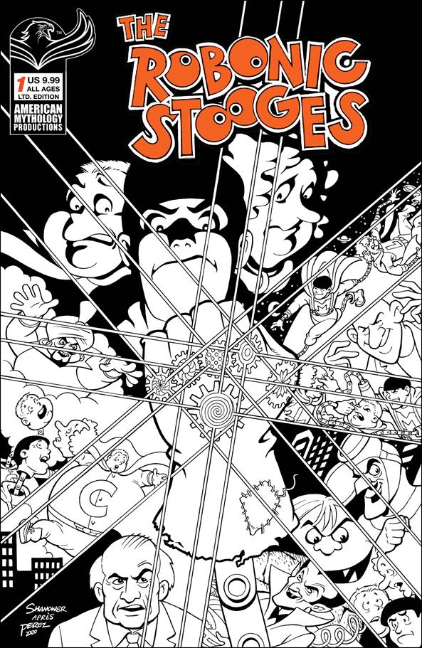 Robonic Stooges issue 1-C Eric Shanower Black & White Cover 1/350