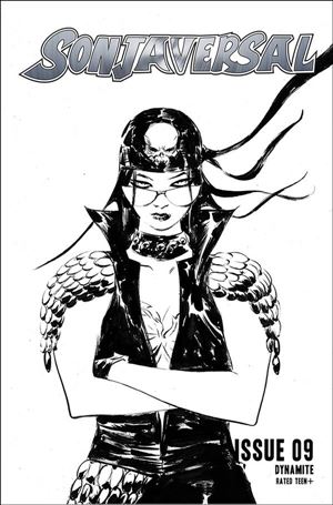 Sonjaversal issue 9-J Jae Lee 1:15 Black & White Cover