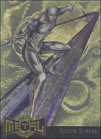 Marvel Metal (Metal Blasters Subset) card 11-B Silver Surfer (Gold Foil)