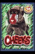Beanie Babies Series 4 (Wild Subset) card 264 Cheeks the Baboon Orange Lettering