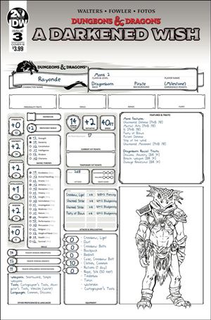 Dungeons & Dragons: A Darkened Wish issue 3-B Tess Fowler Character Sheet Cover