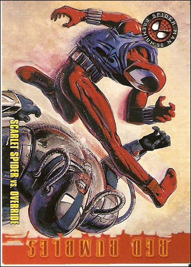 Spider-Man Premium: Eternal Evil (Base Set) card 47 Scarlet Spider vs Override