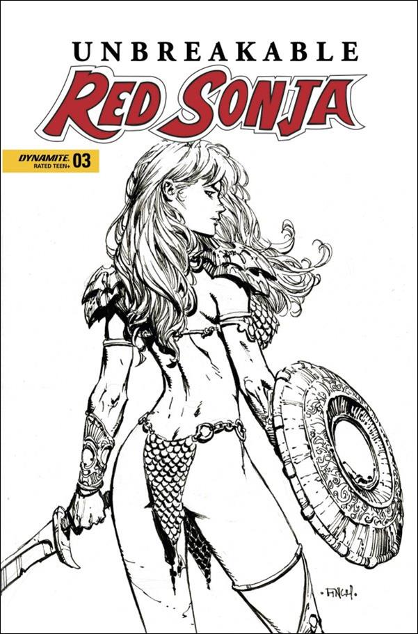 Unbreakable Red Sonja issue 3-D David Finch B&W Cover
