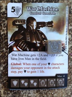 Marvel Dice Masters Avengers vs. X-Men  card 61 War Machine: Combat Comrade