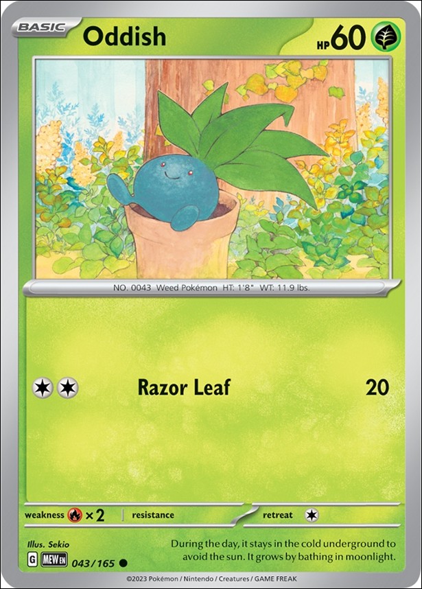 Pokemon: Scarlet & Violet - 151 (Base Set) card 043/165-B Oddish (Reverse Holofoil)