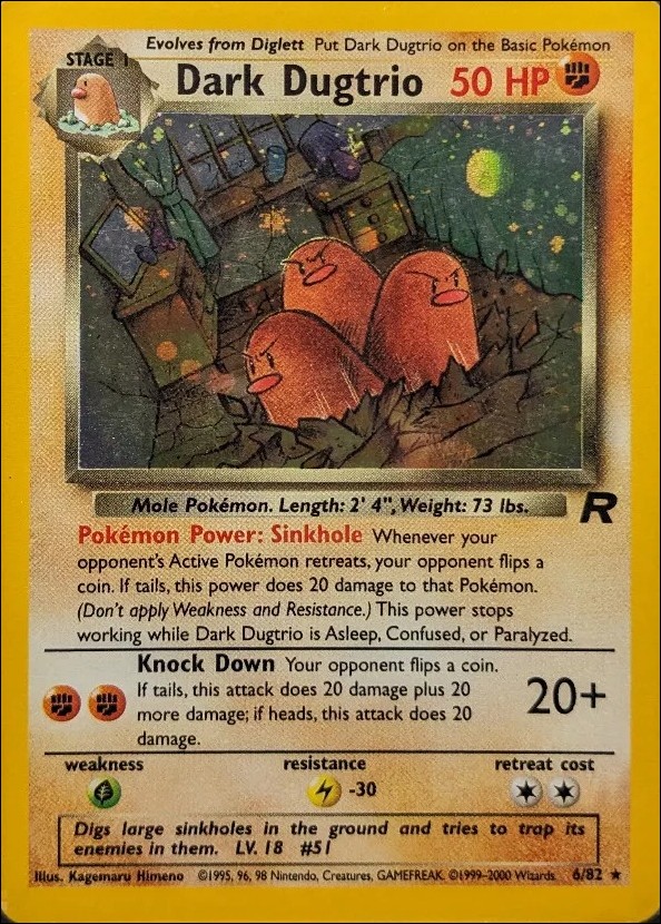 Pokemon: Team Rocket (Base Set) card 6-B Dark Dugtrio (Holo) - Unlimited