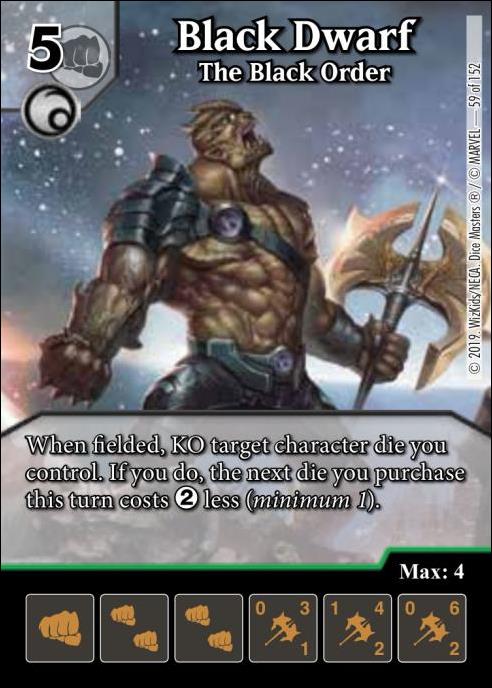 Marvel Dice Masters  Avengers Infinity Gauntlet card 59 Black Dwarf: The Black Order