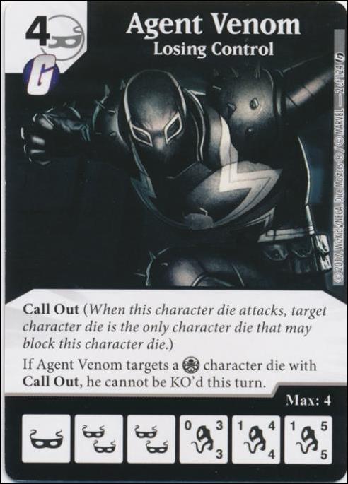 Marvel Dice Masters Guardians of the Galaxy  card 2 Agent Venom: Losing Control