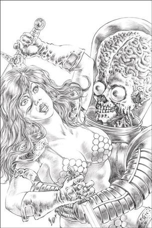 Mars Attacks Red Sonja issue 1-J Alan Quah 1:15 B&W Virgin Card Homage Cover