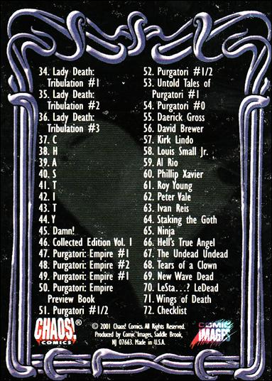 Lady Death and the Women of Chaos!: Love Bites (Base Set) card 72 Checklist