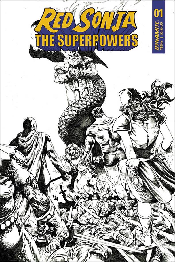 Red Sonja: The Superpowers issue 1-K Jonathan Lau 1:15 Black & White Cover