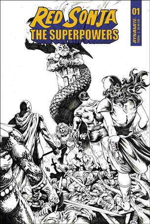 Red Sonja: The Superpowers issue 1-K Jonathan Lau 1:15 Black & White Cover