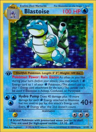 Pokemon (Base Set) card 2/102 Blastoise (Holo) 1st Edition - Shadowless