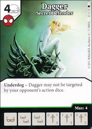 Marvel Dice Masters Amazing Spider-Man card 82 Dagger: Secret Defender