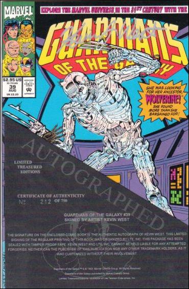 Guardians of the Galaxy (1990) issue 39-B Limited Treasured (Signed by Kevin West) 1/750