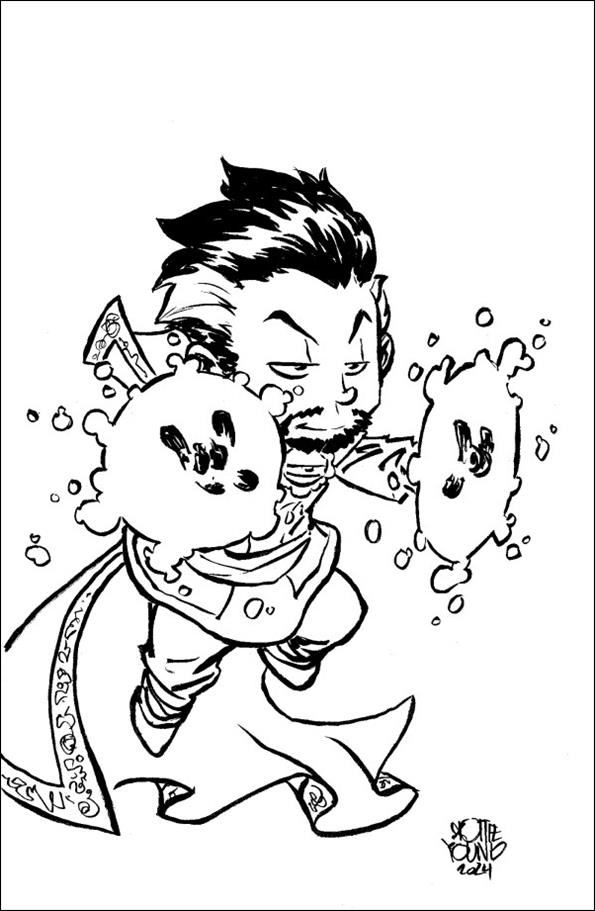 Doctor Strange (2023) issue 16-D Skottie Young 1:50 B&W Virgin "Big Marvels" Cover