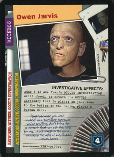 X-Files: 101361 (Base Set) card XF97-0499x1 Owen Jarvis