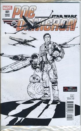 Poe Dameron issue 1-Q Polybagged Jones B&W Gamestop PowerUp Rewards Covr