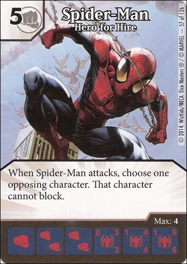 Marvel Dice Masters Uncanny X-Men  card 57 Spider-Man: Hero for Hire
