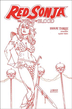 Red Sonja: Price of Blood issue 3-Q Joseph Michael Linsner Red Line Art Cover