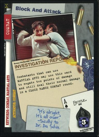 X-Files: Premiere Edition (Base Set) card XF96-0018v1 Block and Attack