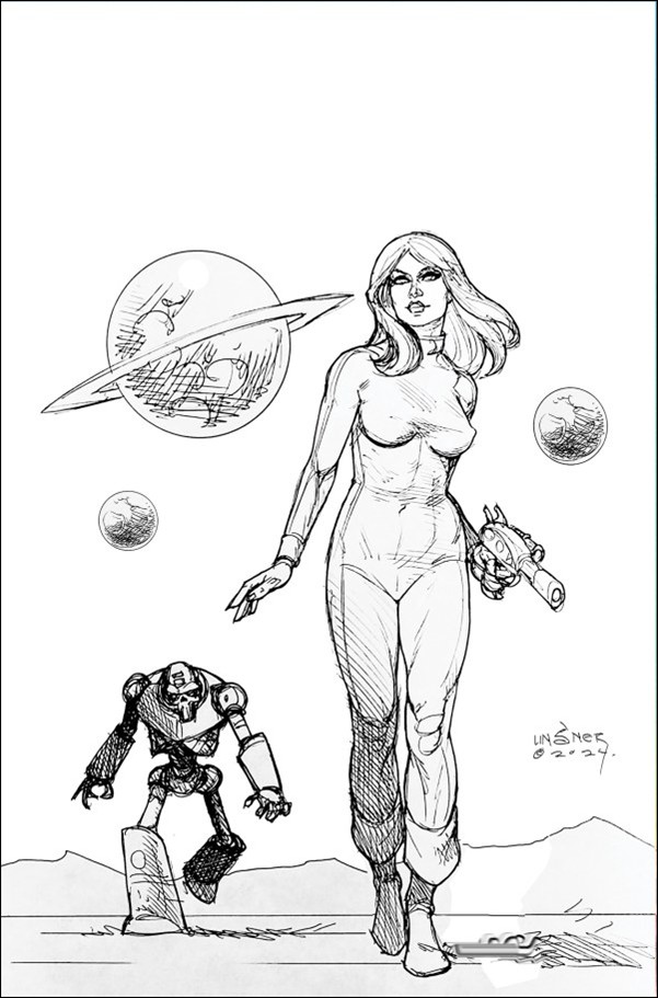 Barbarella (2024) issue 4-K Joseph M. Linsner B&W Virgin 1:15 Cardstock Cover