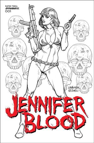 Jennifer Blood (2021) issue 1-L Joseph Michael Linsner 1:25 Black & White Cover