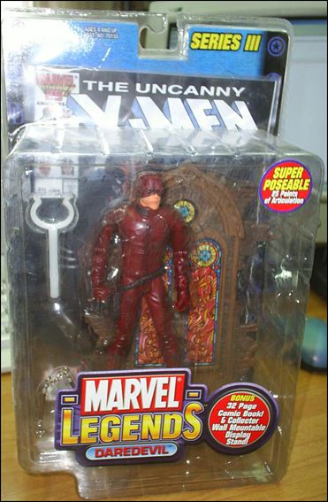 Marvel Legends (Series 3) figure 1-E Daredevil (Stubbled w/ Orange Stand & X-Men Comic)
